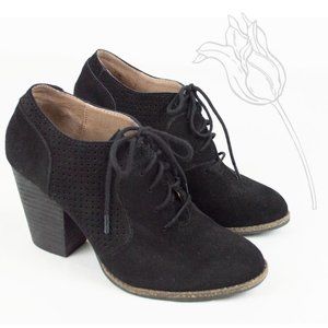 Adam Tucker Caro Black Suede Leather Oxford Heel Shoe